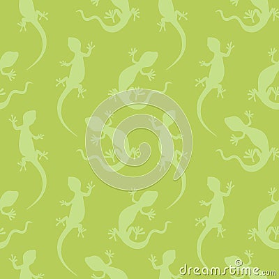 Lizards seamless pattern. Green background Cartoon Illustration
